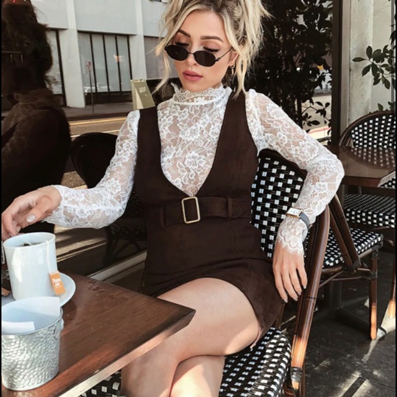 Brown Faux Suede Jumper Dress 🤎 - Picture 3 of 3